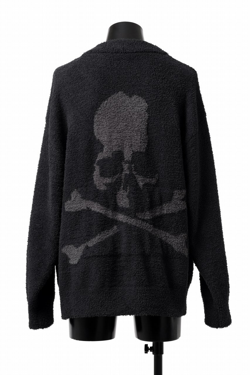 Load image into Gallery viewer, mastermind WORLD CARDIGAN / SOFTY BOA FLEECE (BLACK x CHARCOAL)