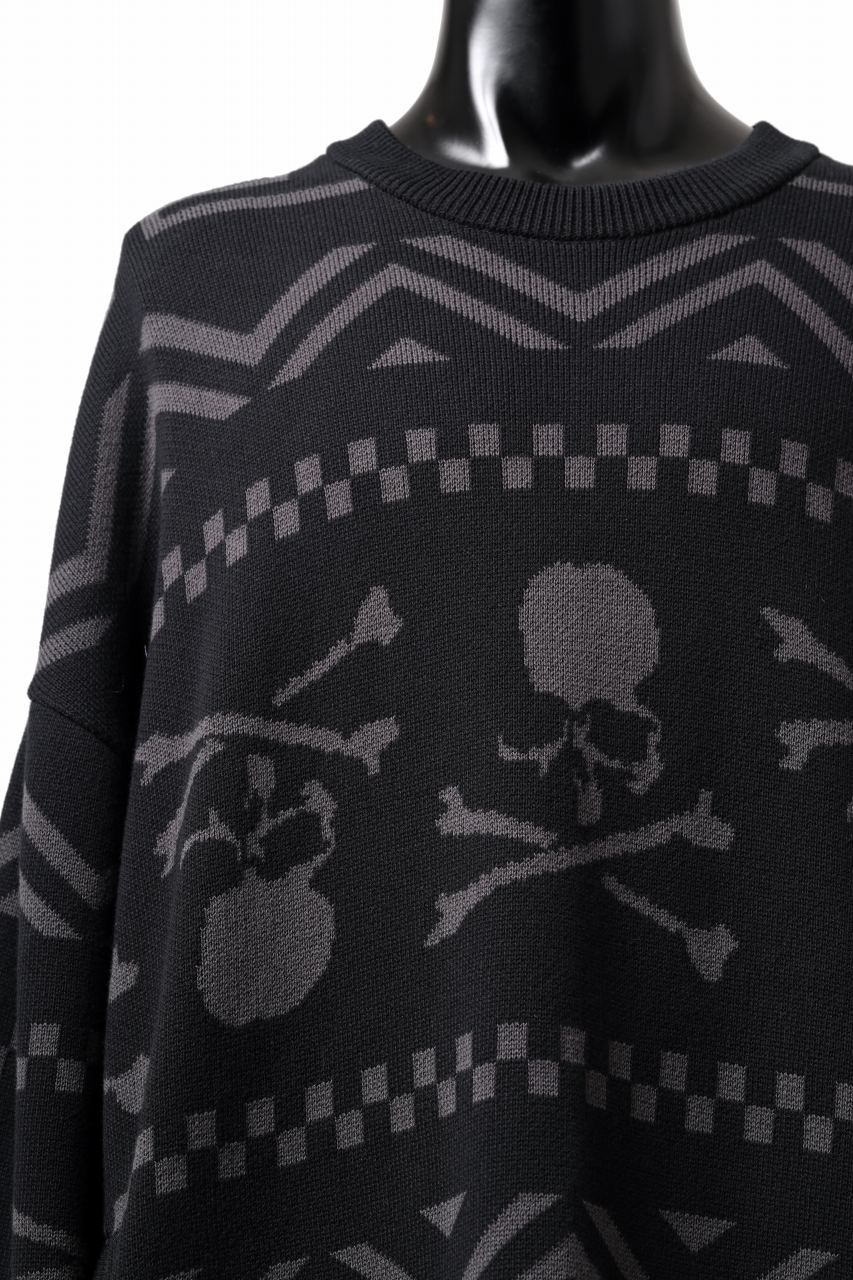画像をギャラリービューアに読み込む, mastermind WORLD JACQUARD KNIT SWEATER / BOXY FIT (BLACK BASE)