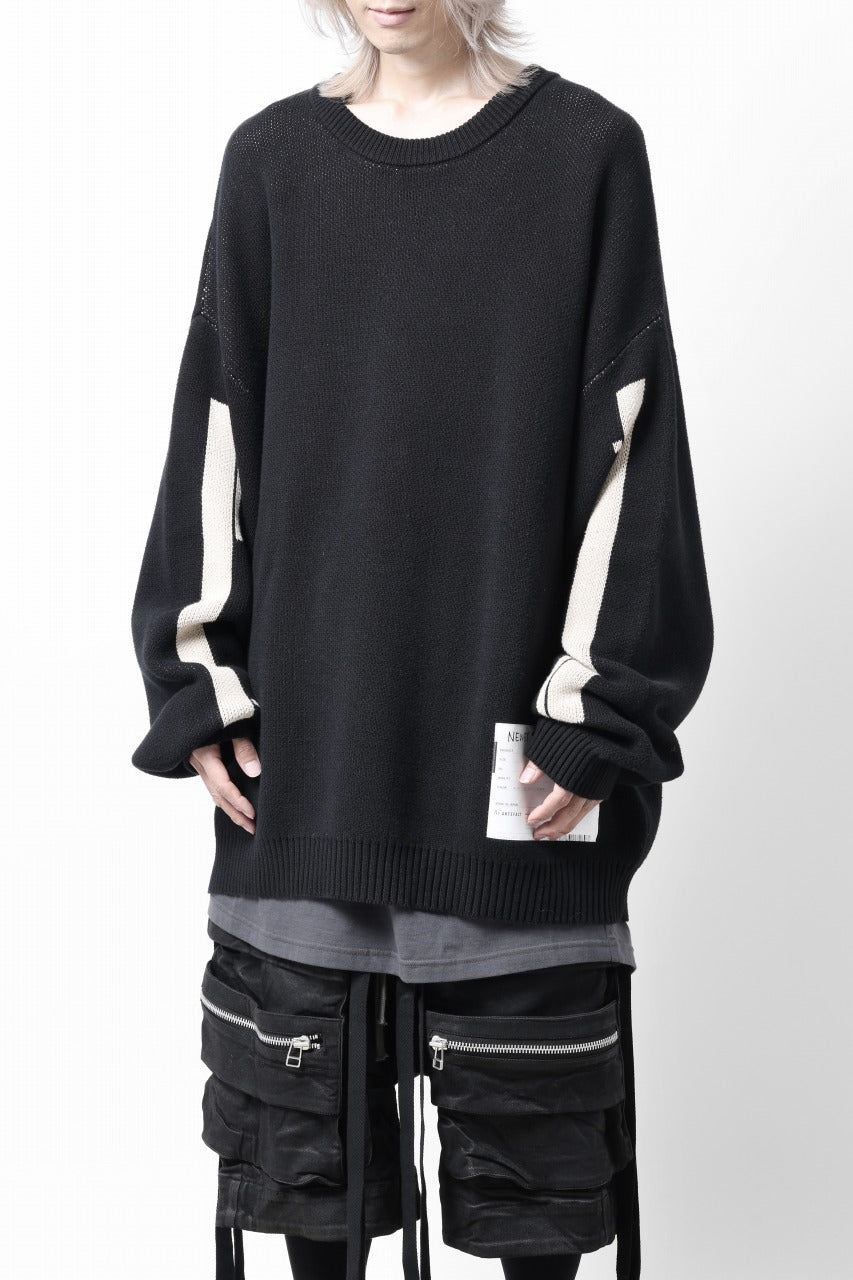 画像をギャラリービューアに読み込む, A.F ARTEFACT GEO PATTERN COTTON KNIT TOPS /  (BLACK x IVORY)