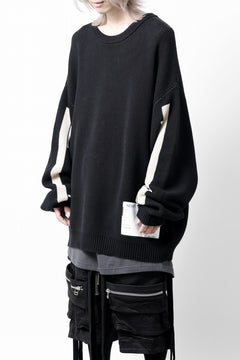 画像をギャラリービューアに読み込む, A.F ARTEFACT GEO PATTERN COTTON KNIT TOPS /  (BLACK x IVORY)