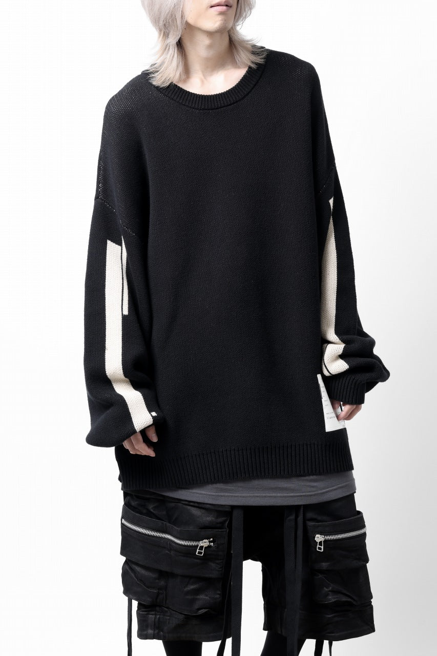画像をギャラリービューアに読み込む, A.F ARTEFACT GEO PATTERN COTTON KNIT TOPS /  (BLACK x IVORY)