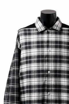 画像をギャラリービューアに読み込む, A.F ARTEFACT SNAPPED OVER SHIRT / CHECK x CORDUROY COMBI (BLACK)