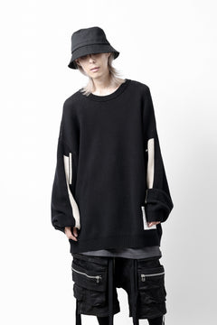 画像をギャラリービューアに読み込む, A.F ARTEFACT GEO PATTERN COTTON KNIT TOPS /  (BLACK x IVORY)