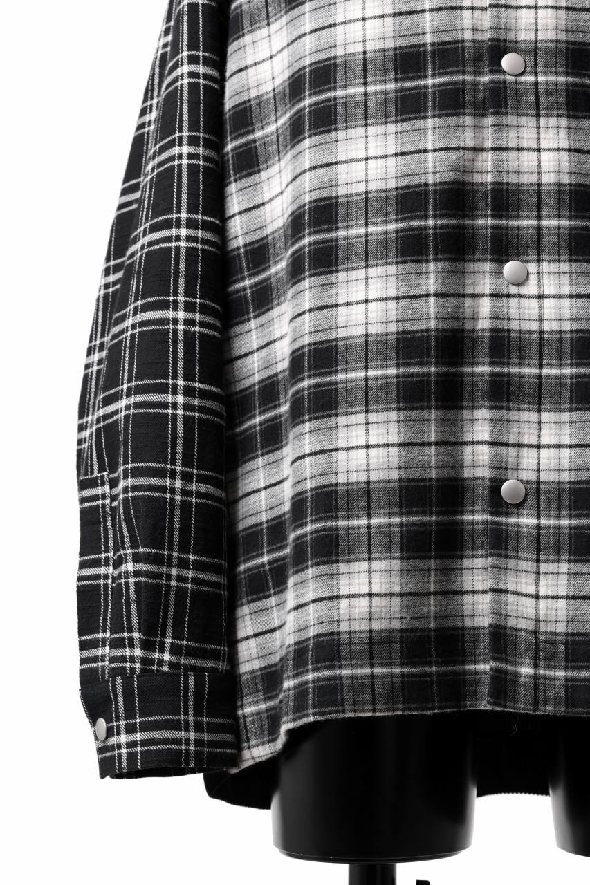 画像をギャラリービューアに読み込む, A.F ARTEFACT SNAPPED OVER SHIRT / CHECK x CORDUROY COMBI (BLACK)