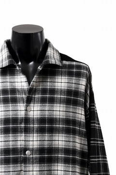 画像をギャラリービューアに読み込む, A.F ARTEFACT SNAPPED OVER SHIRT / CHECK x CORDUROY COMBI (BLACK)