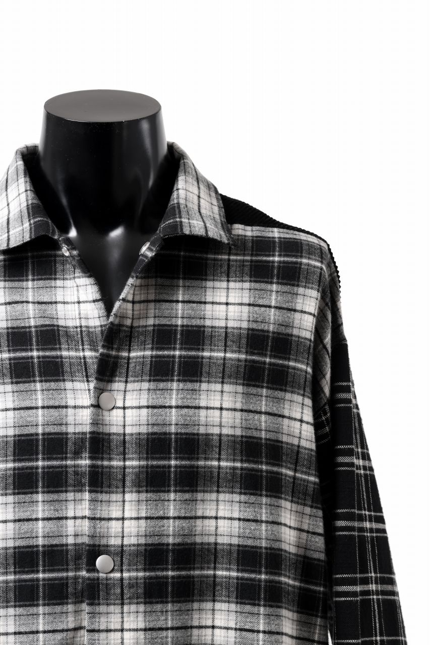 画像をギャラリービューアに読み込む, A.F ARTEFACT SNAPPED OVER SHIRT / CHECK x CORDUROY COMBI (BLACK)