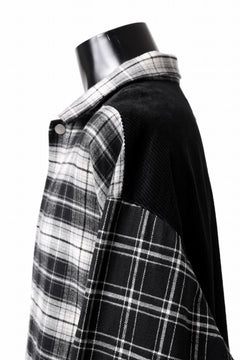 画像をギャラリービューアに読み込む, A.F ARTEFACT SNAPPED OVER SHIRT / CHECK x CORDUROY COMBI (BLACK)