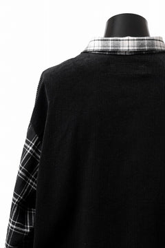 画像をギャラリービューアに読み込む, A.F ARTEFACT SNAPPED OVER SHIRT / CHECK x CORDUROY COMBI (BLACK)