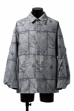 Load image into Gallery viewer, D-VEC NAUTICAL CHART PRINT L/S SHIRT JACKET / PL MERTON (GRAY)