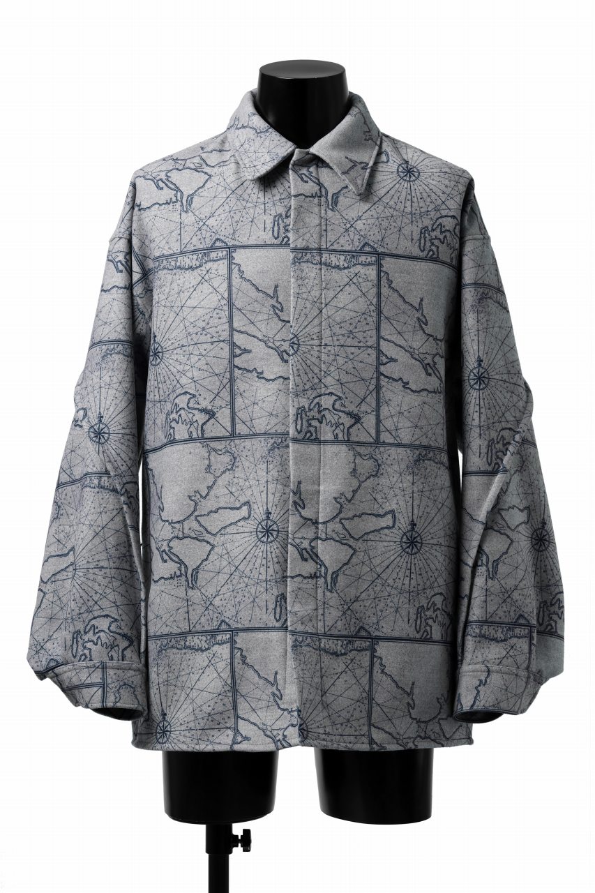 Load image into Gallery viewer, D-VEC NAUTICAL CHART PRINT L/S SHIRT JACKET / PL MERTON (GRAY)