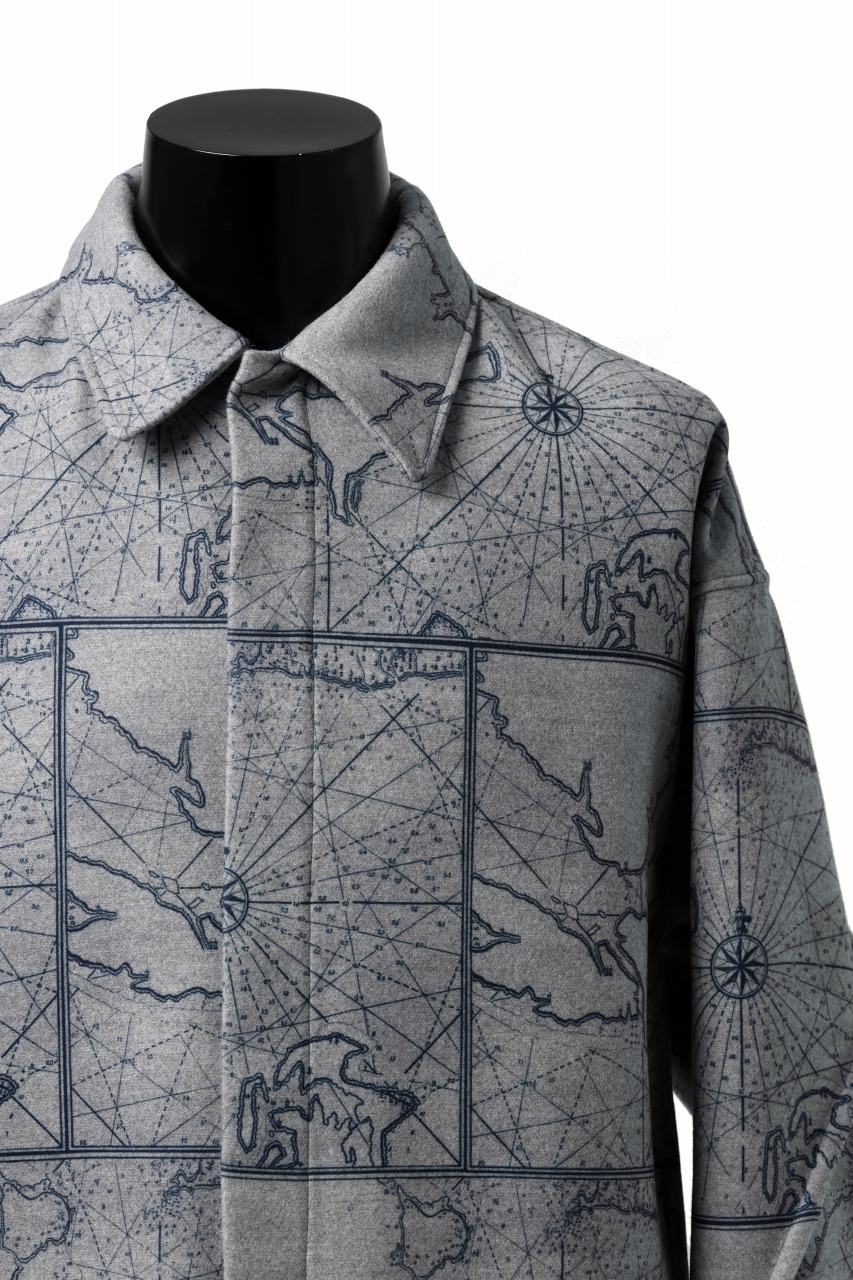 Load image into Gallery viewer, D-VEC NAUTICAL CHART PRINT L/S SHIRT JACKET / PL MERTON (GRAY)