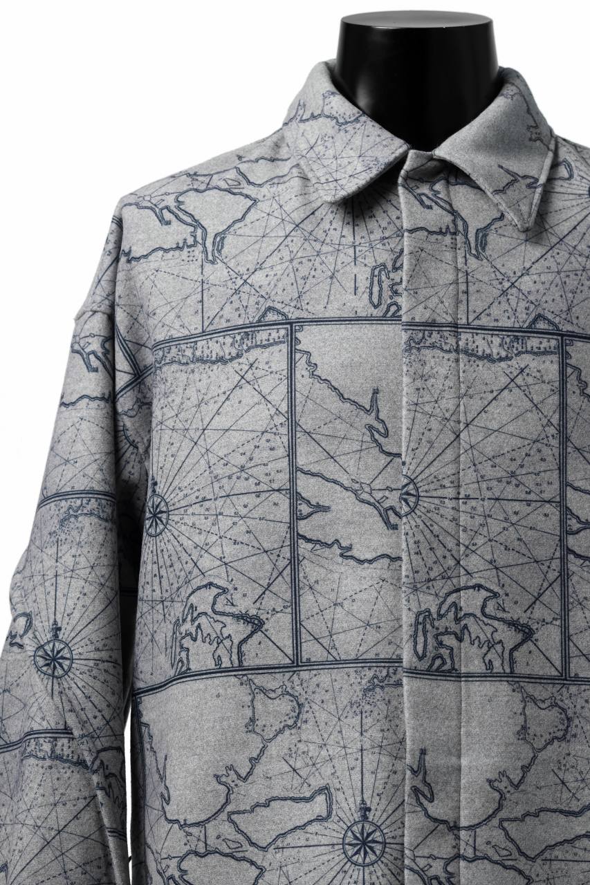 Load image into Gallery viewer, D-VEC NAUTICAL CHART PRINT L/S SHIRT JACKET / PL MERTON (GRAY)