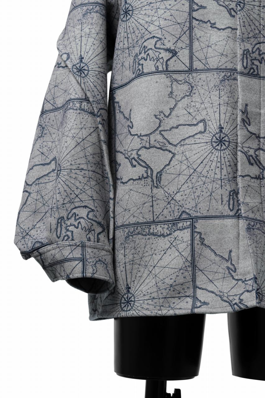 Load image into Gallery viewer, D-VEC NAUTICAL CHART PRINT L/S SHIRT JACKET / PL MERTON (GRAY)