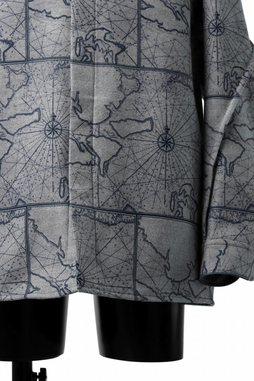 Load image into Gallery viewer, D-VEC NAUTICAL CHART PRINT L/S SHIRT JACKET / PL MERTON (GRAY)
