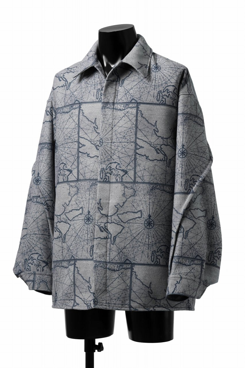 Load image into Gallery viewer, D-VEC NAUTICAL CHART PRINT L/S SHIRT JACKET / PL MERTON (GRAY)