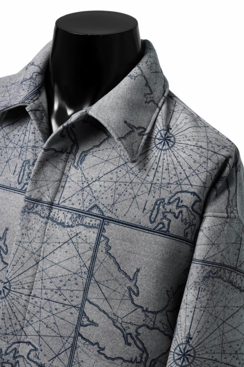 Load image into Gallery viewer, D-VEC NAUTICAL CHART PRINT L/S SHIRT JACKET / PL MERTON (GRAY)