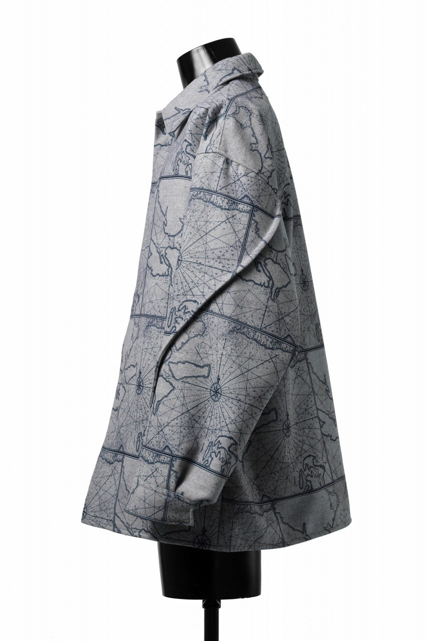 Load image into Gallery viewer, D-VEC NAUTICAL CHART PRINT L/S SHIRT JACKET / PL MERTON (GRAY)