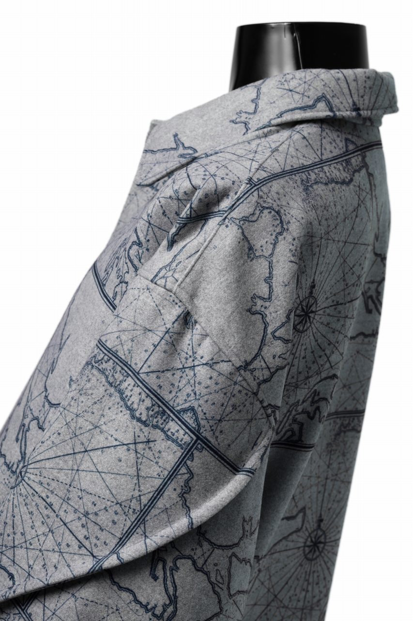 Load image into Gallery viewer, D-VEC NAUTICAL CHART PRINT L/S SHIRT JACKET / PL MERTON (GRAY)