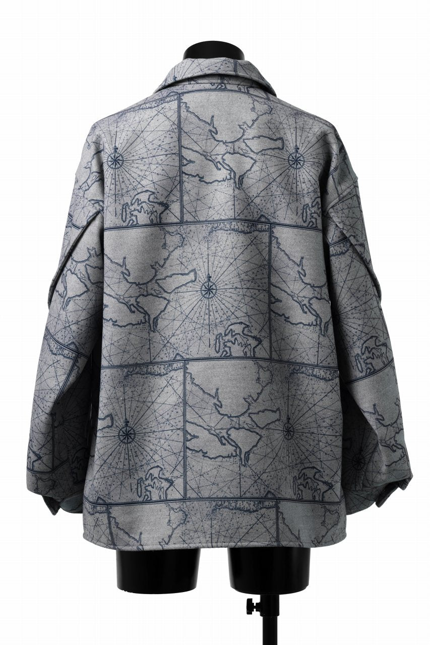 Load image into Gallery viewer, D-VEC NAUTICAL CHART PRINT L/S SHIRT JACKET / PL MERTON (GRAY)