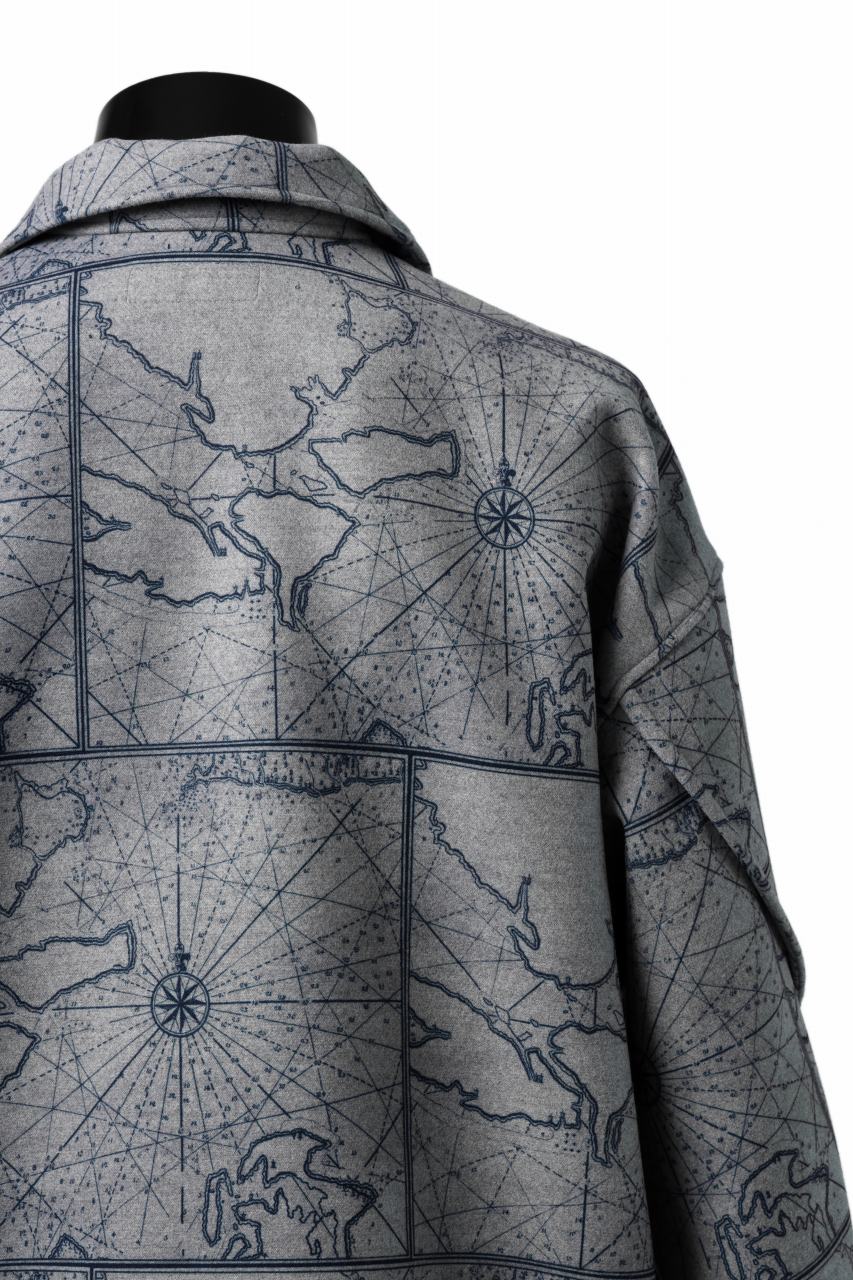 Load image into Gallery viewer, D-VEC NAUTICAL CHART PRINT L/S SHIRT JACKET / PL MERTON (GRAY)