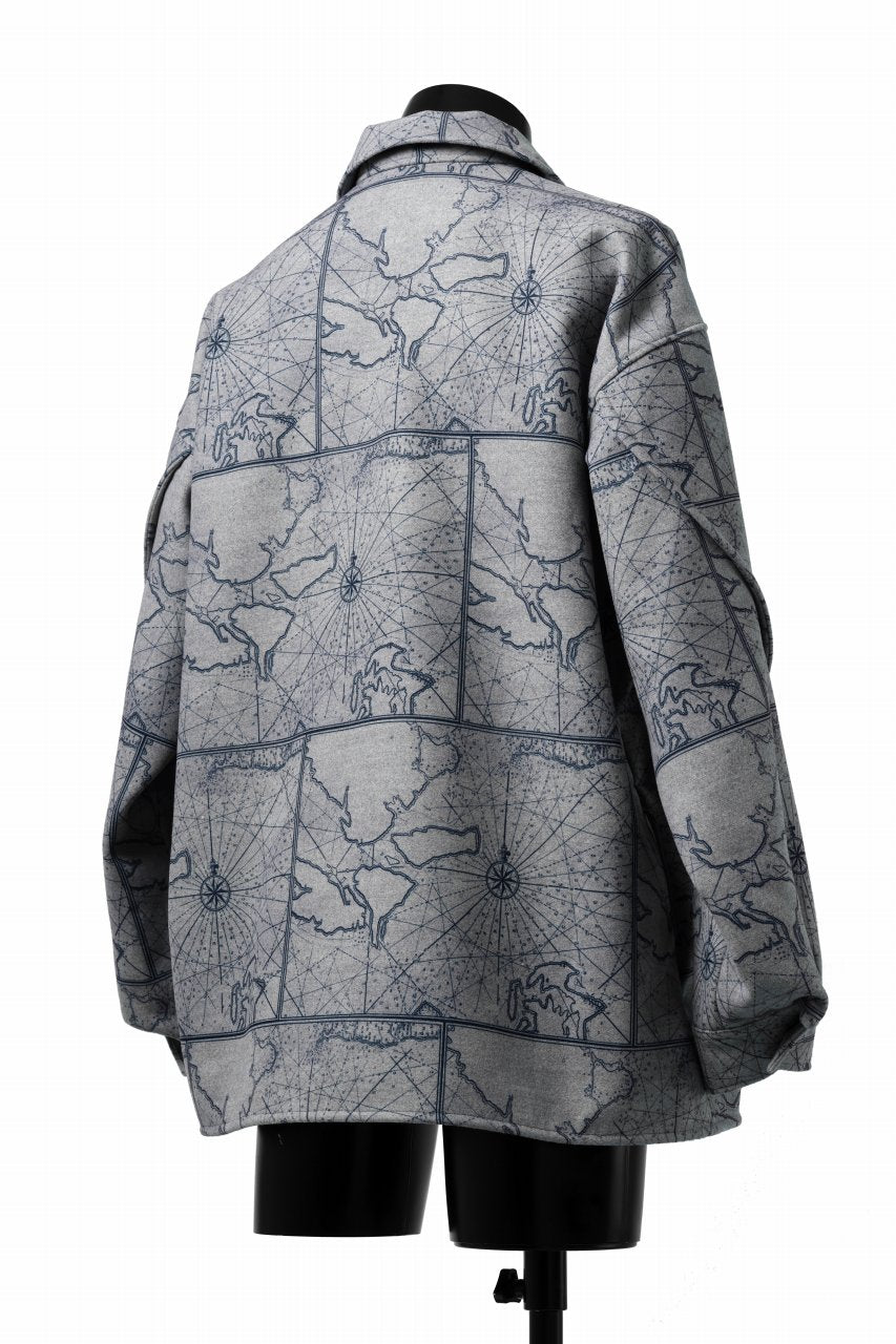Load image into Gallery viewer, D-VEC NAUTICAL CHART PRINT L/S SHIRT JACKET / PL MERTON (GRAY)