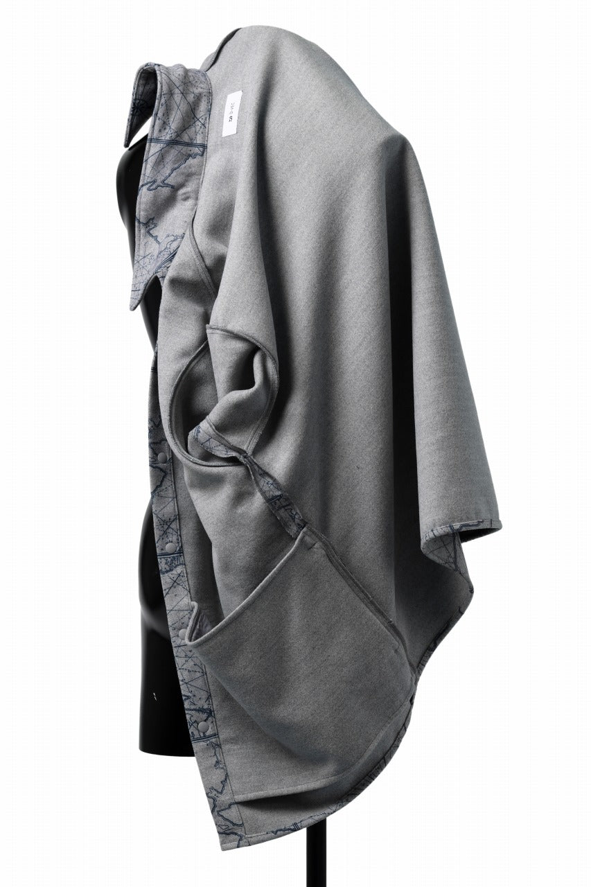 Load image into Gallery viewer, D-VEC NAUTICAL CHART PRINT L/S SHIRT JACKET / PL MERTON (GRAY)