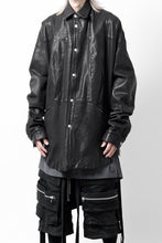 画像をギャラリービューアに読み込む, A.F ARTEFACT SNAPPED COCOON SHIRT-JACKET / SOFT GOAT LEATHER (BLACK)