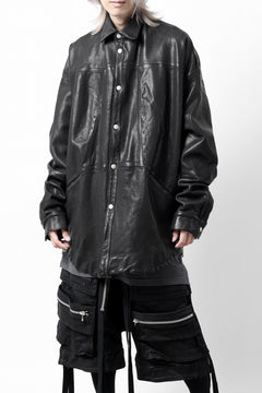 画像をギャラリービューアに読み込む, A.F ARTEFACT SNAPPED COCOON SHIRT-JACKET / SOFT GOAT LEATHER (BLACK)
