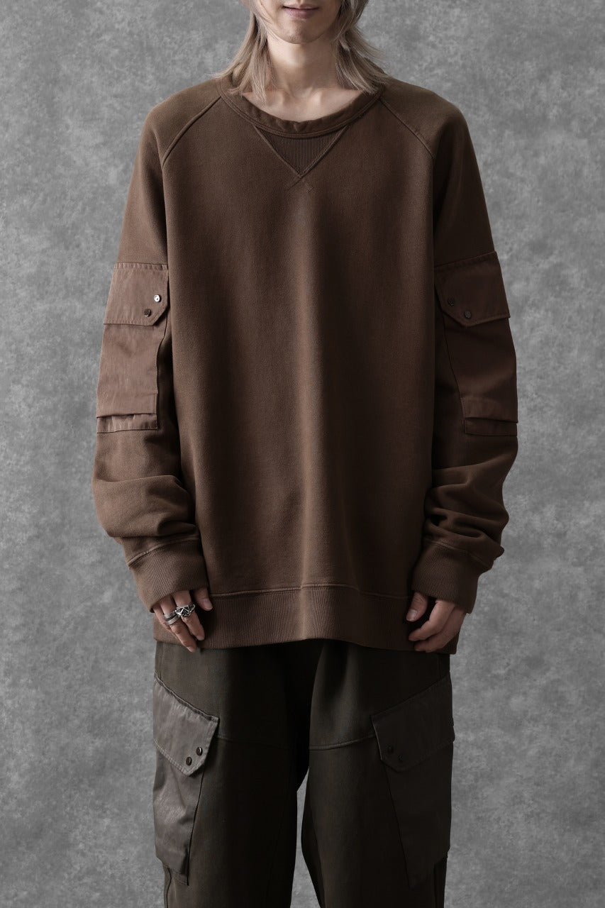画像をギャラリービューアに読み込む, Ten c MULTI POCKET SNAP CREW SWEAT / GARMENT DYED (BROWN)