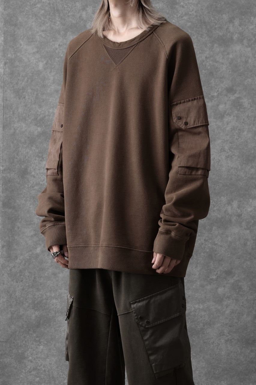 画像をギャラリービューアに読み込む, Ten c MULTI POCKET SNAP CREW SWEAT / GARMENT DYED (BROWN)