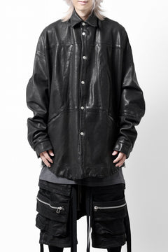 画像をギャラリービューアに読み込む, A.F ARTEFACT SNAPPED COCOON SHIRT-JACKET / SOFT GOAT LEATHER (BLACK)