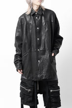 画像をギャラリービューアに読み込む, A.F ARTEFACT SNAPPED COCOON SHIRT-JACKET / SOFT GOAT LEATHER (BLACK)