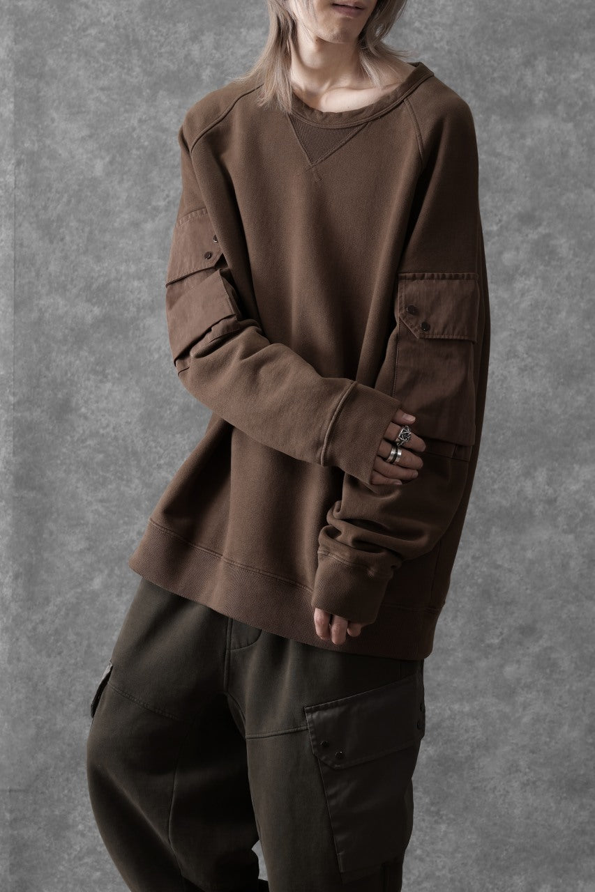 画像をギャラリービューアに読み込む, Ten c MULTI POCKET SNAP CREW SWEAT / GARMENT DYED (BROWN)