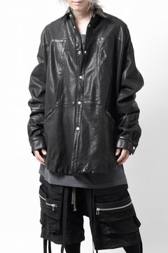 画像をギャラリービューアに読み込む, A.F ARTEFACT SNAPPED COCOON SHIRT-JACKET / SOFT GOAT LEATHER (BLACK)