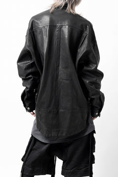 画像をギャラリービューアに読み込む, A.F ARTEFACT SNAPPED COCOON SHIRT-JACKET / SOFT GOAT LEATHER (BLACK)