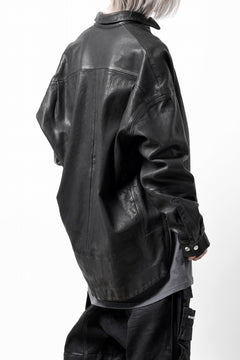 画像をギャラリービューアに読み込む, A.F ARTEFACT SNAPPED COCOON SHIRT-JACKET / SOFT GOAT LEATHER (BLACK)