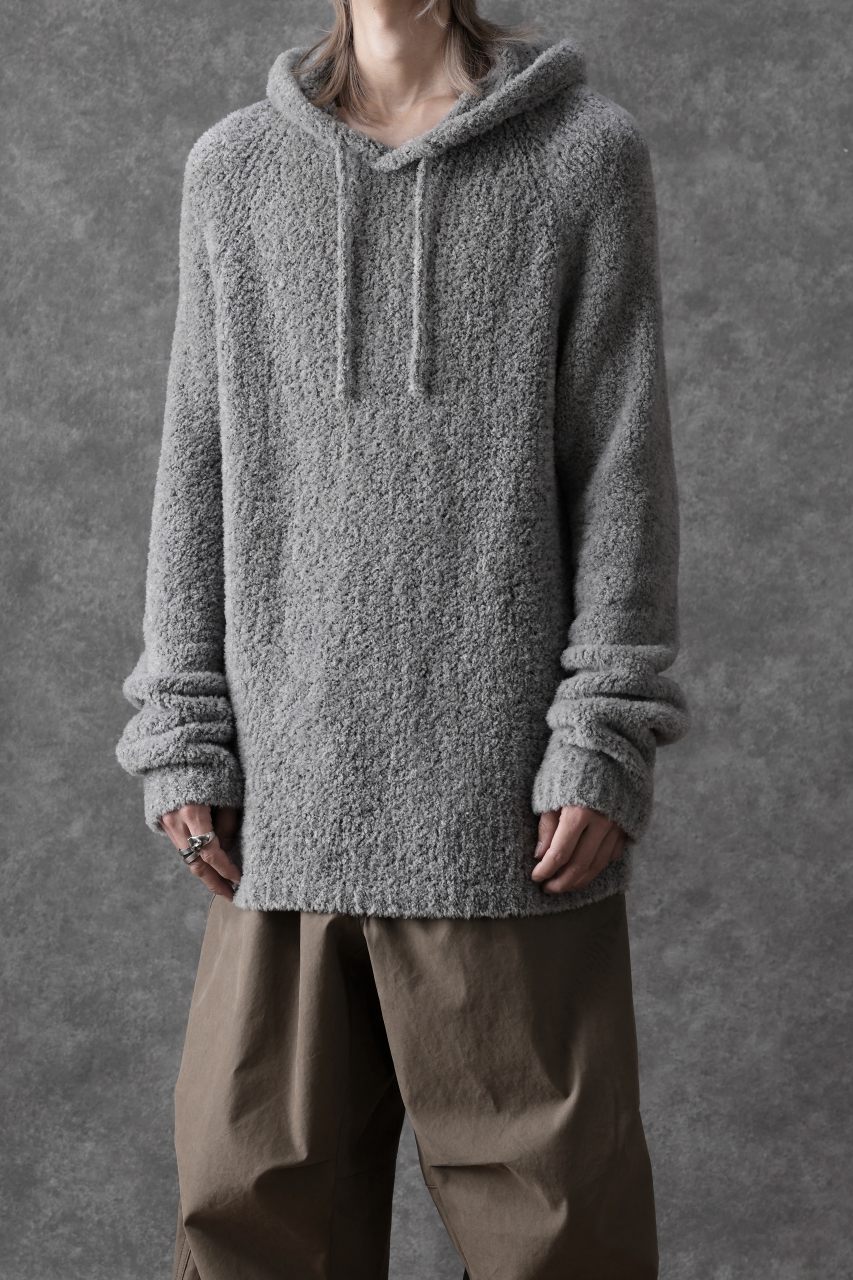 画像をギャラリービューアに読み込む, Ten c BOUCLE WOOL KNIT HOODIE (GRAY)