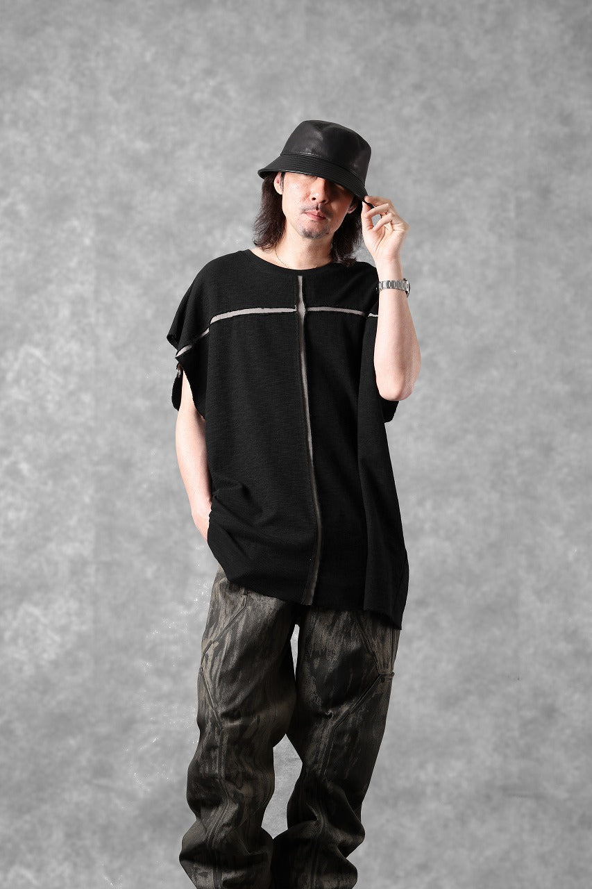 画像をギャラリービューアに読み込む, thom/krom SLEEVELESS T SHIRT / FLAME DOUBLE-FACE JERSEY (BLACK)