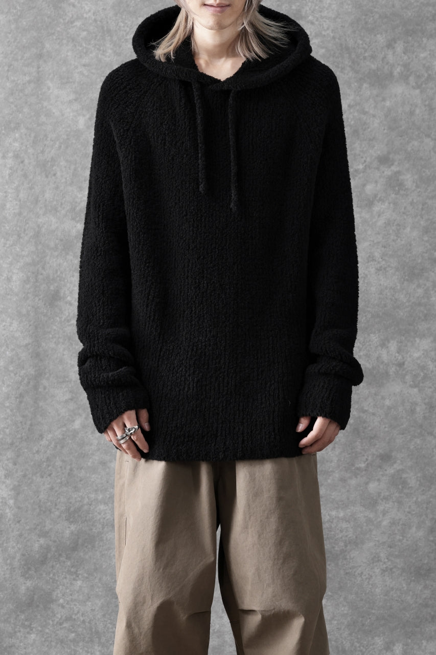 画像をギャラリービューアに読み込む, Ten c BOUCLE WOOL KNIT HOODIE (BLACK)