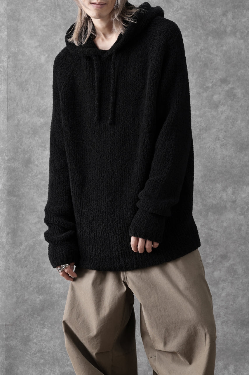 画像をギャラリービューアに読み込む, Ten c BOUCLE WOOL KNIT HOODIE (BLACK)