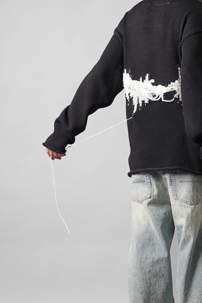 画像をギャラリービューアに読み込む, ISABEL BENENATO Intarsia Knit Crew Neck Sweater (BLACK)