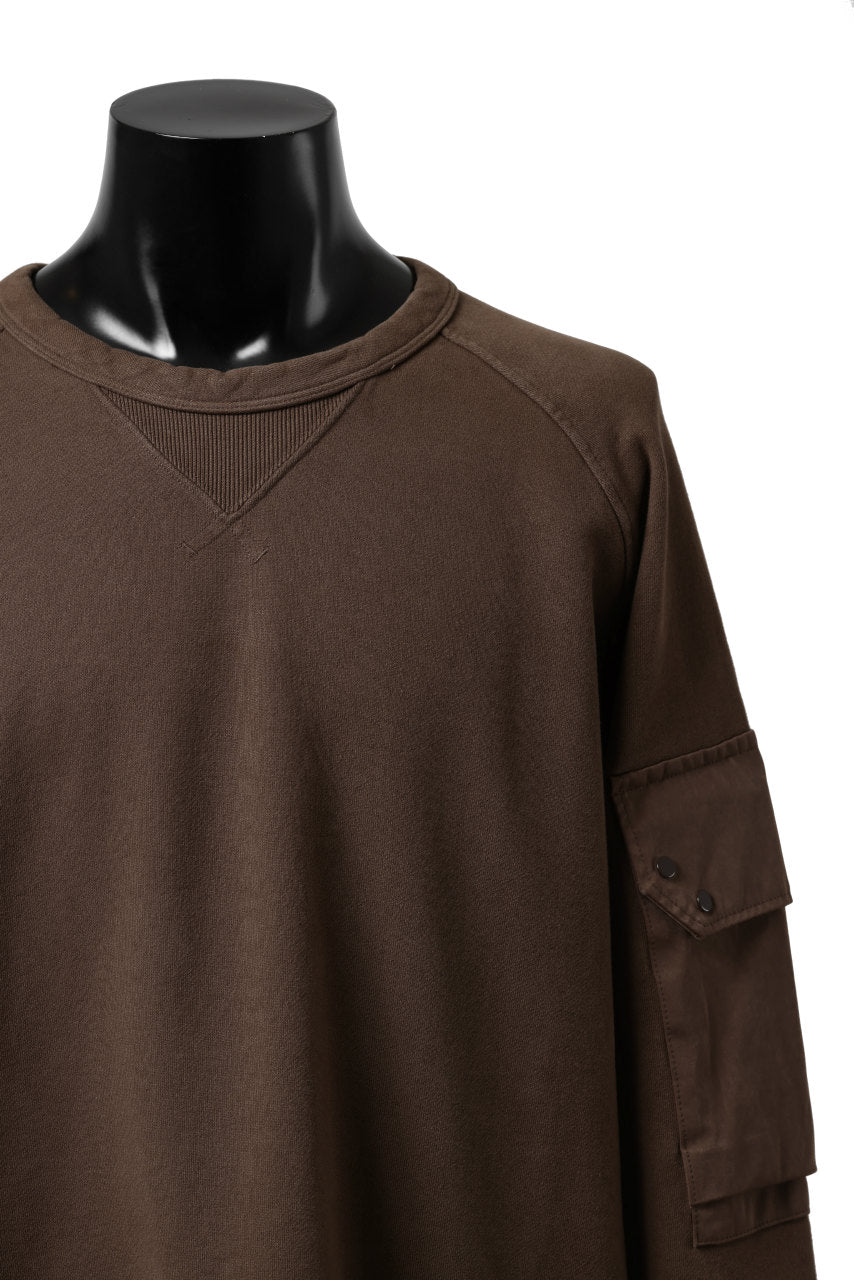 画像をギャラリービューアに読み込む, Ten c MULTI POCKET SNAP CREW SWEAT / GARMENT DYED (BROWN)