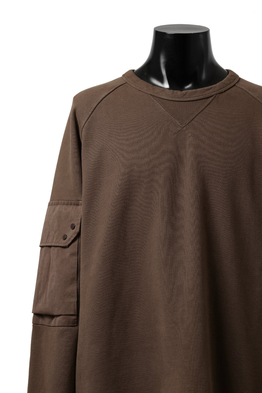 画像をギャラリービューアに読み込む, Ten c MULTI POCKET SNAP CREW SWEAT / GARMENT DYED (BROWN)