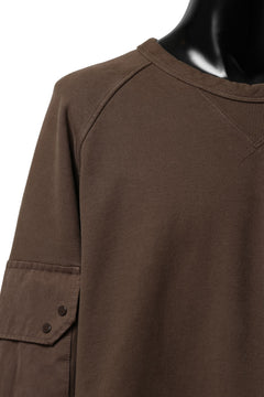 画像をギャラリービューアに読み込む, Ten c MULTI POCKET SNAP CREW SWEAT / GARMENT DYED (BROWN)