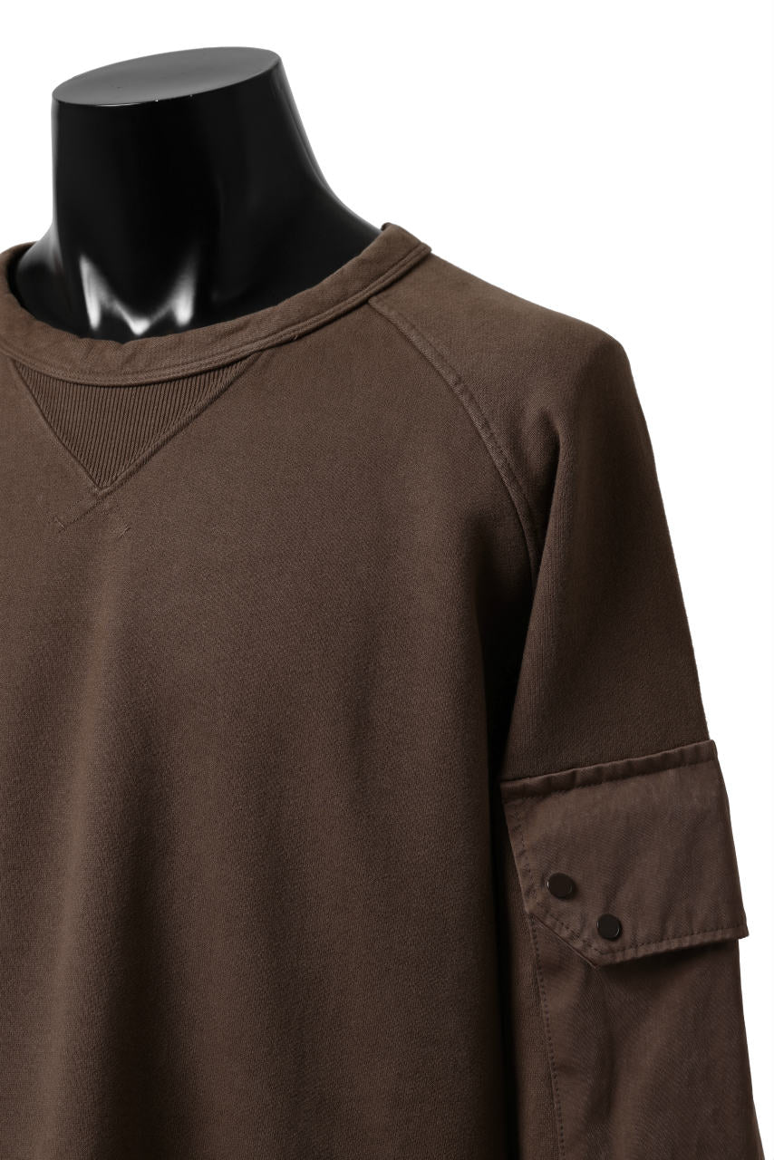 画像をギャラリービューアに読み込む, Ten c MULTI POCKET SNAP CREW SWEAT / GARMENT DYED (BROWN)