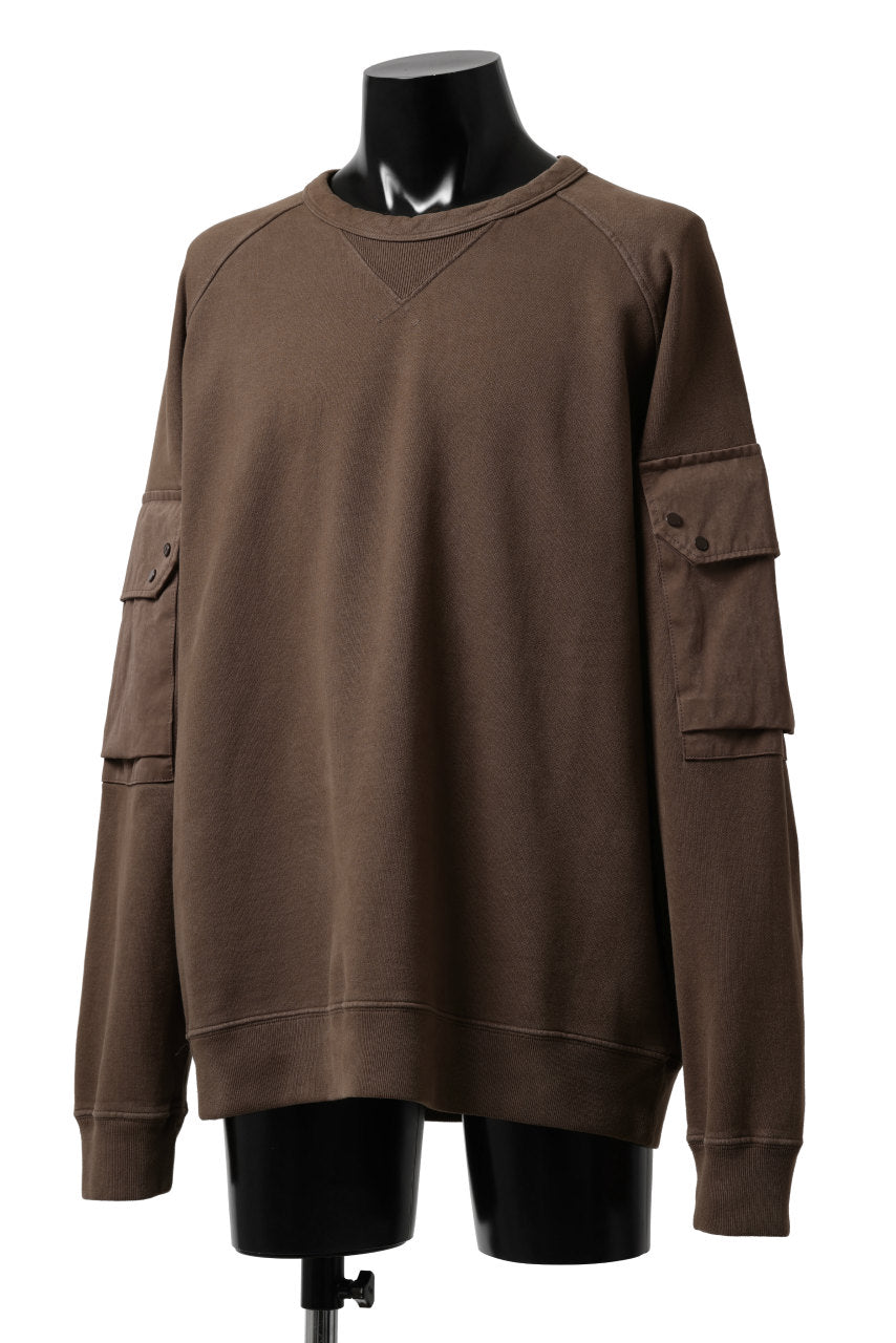 画像をギャラリービューアに読み込む, Ten c MULTI POCKET SNAP CREW SWEAT / GARMENT DYED (BROWN)