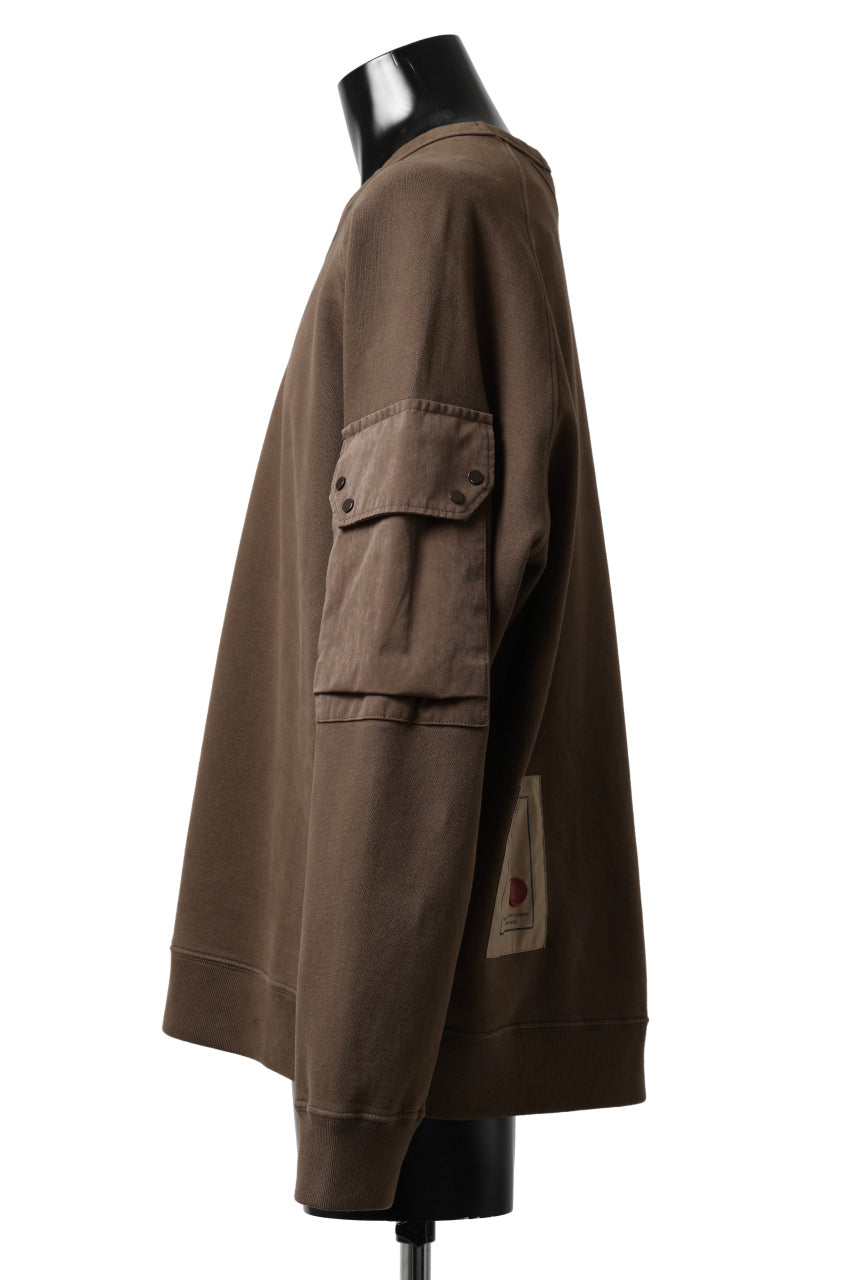 画像をギャラリービューアに読み込む, Ten c MULTI POCKET SNAP CREW SWEAT / GARMENT DYED (BROWN)