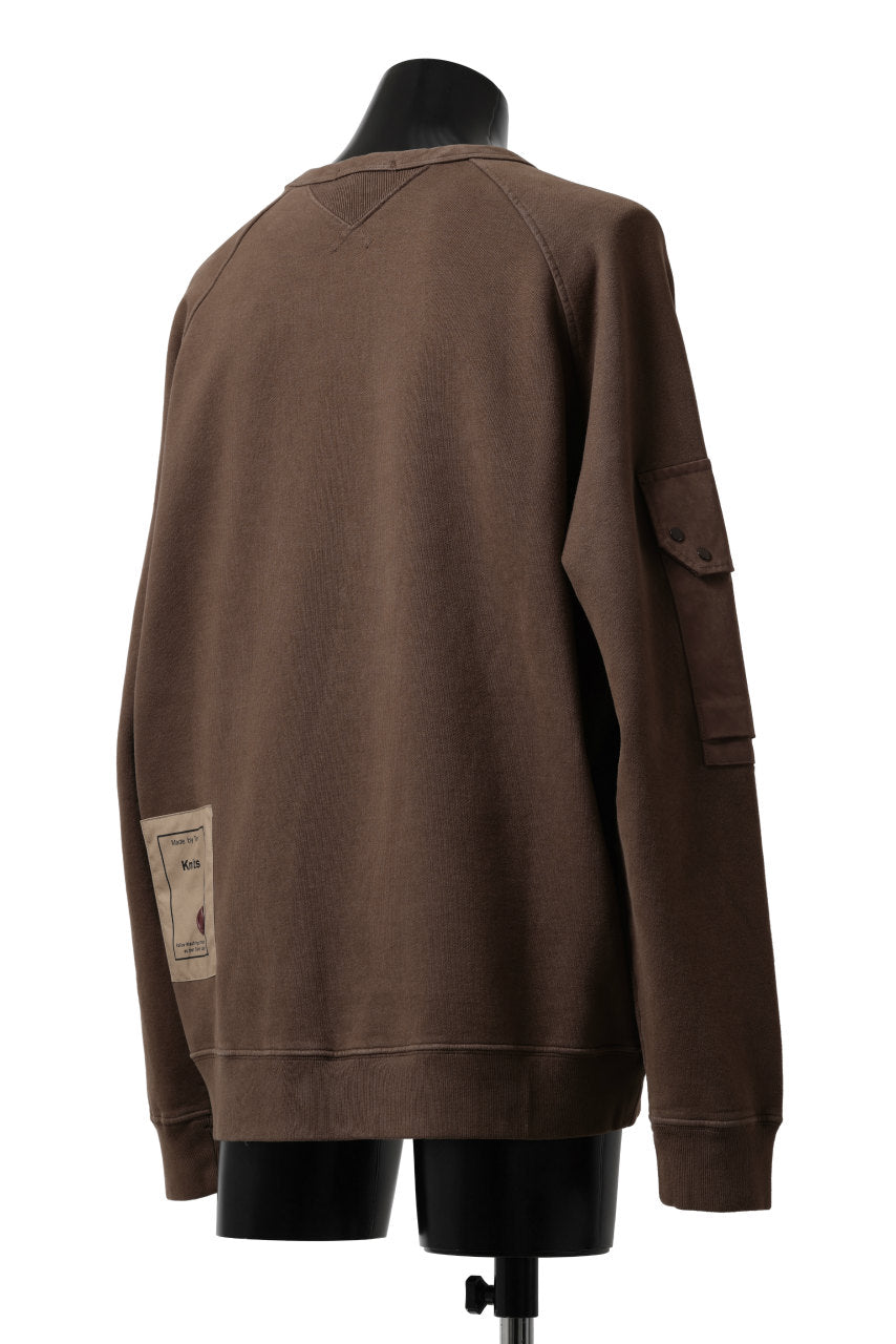画像をギャラリービューアに読み込む, Ten c MULTI POCKET SNAP CREW SWEAT / GARMENT DYED (BROWN)