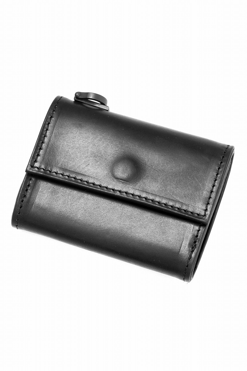 Load image into Gallery viewer, ISAMU KATAYAMA BACKLASH "Vitello Lucido" TINY WALLET / GUIDI CALF WHITE TANNING (BLACK)