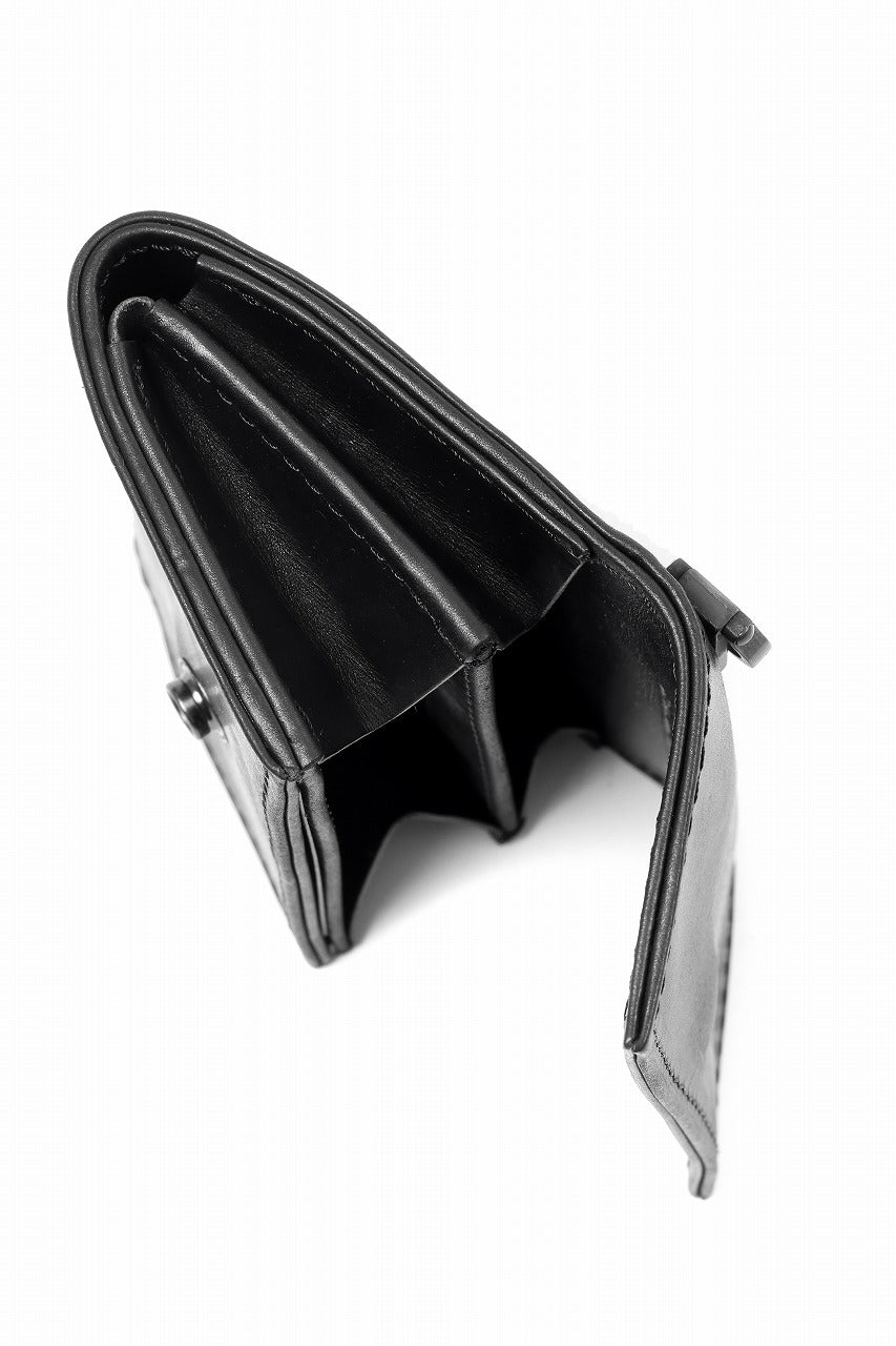 Load image into Gallery viewer, ISAMU KATAYAMA BACKLASH "Vitello Lucido" TINY WALLET / GUIDI CALF WHITE TANNING (BLACK)